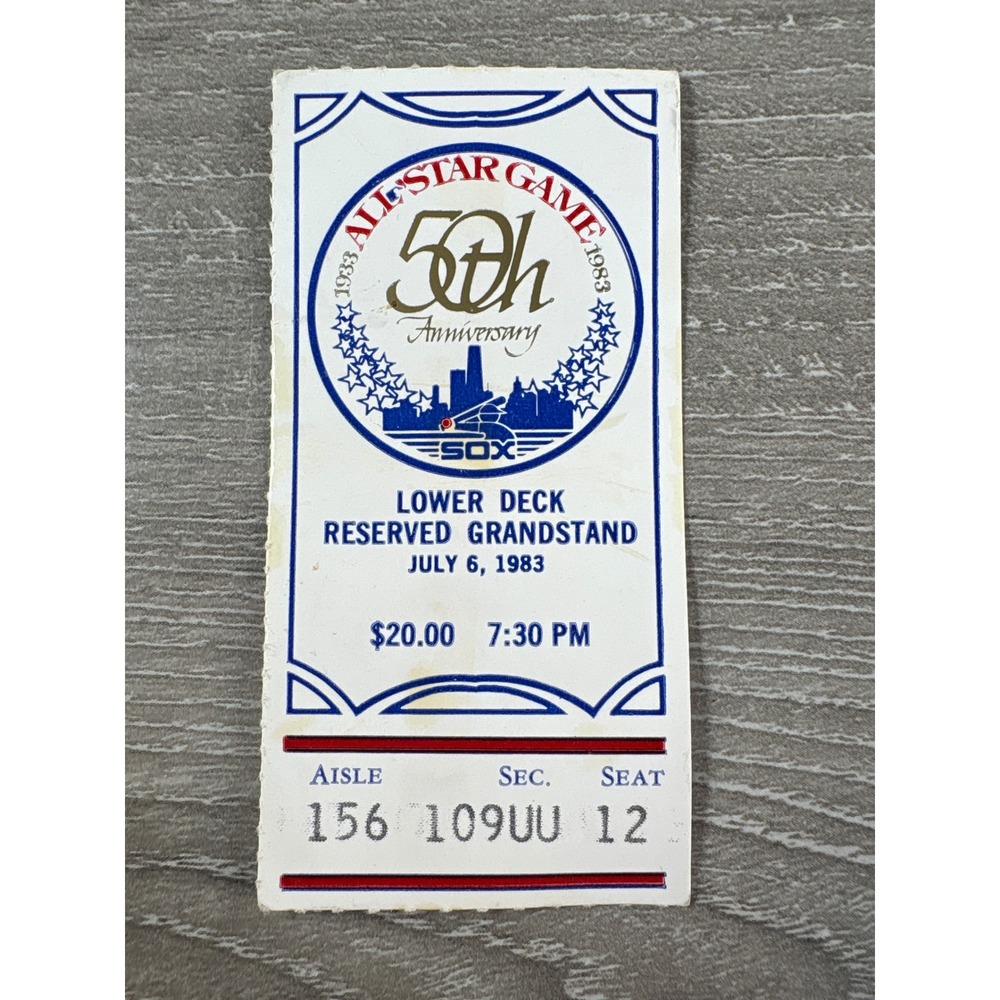 Vintage 1983 MLB All-Star Game Ticket‎ Stub 50th Anniversary Chicago White Sox